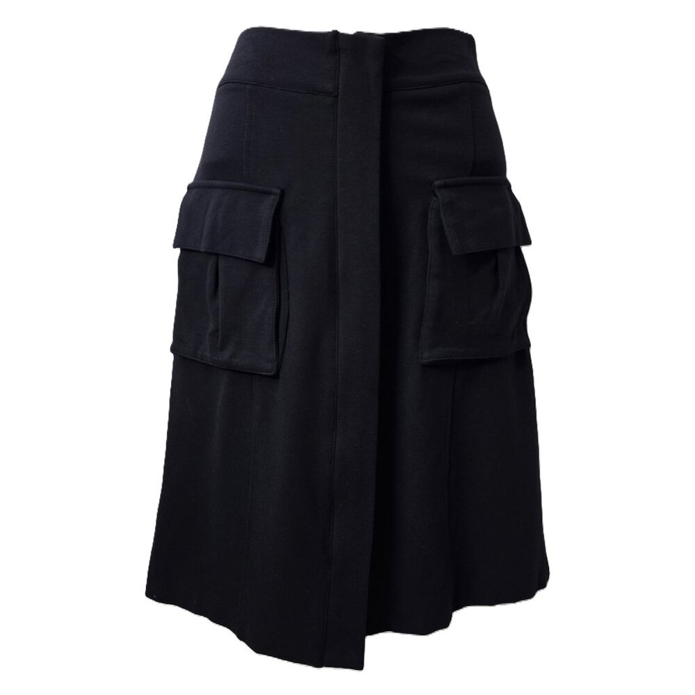 Diane von Furstenberg Military Skirt 10 Stretch Ponte Knit POCKETS Navy Office